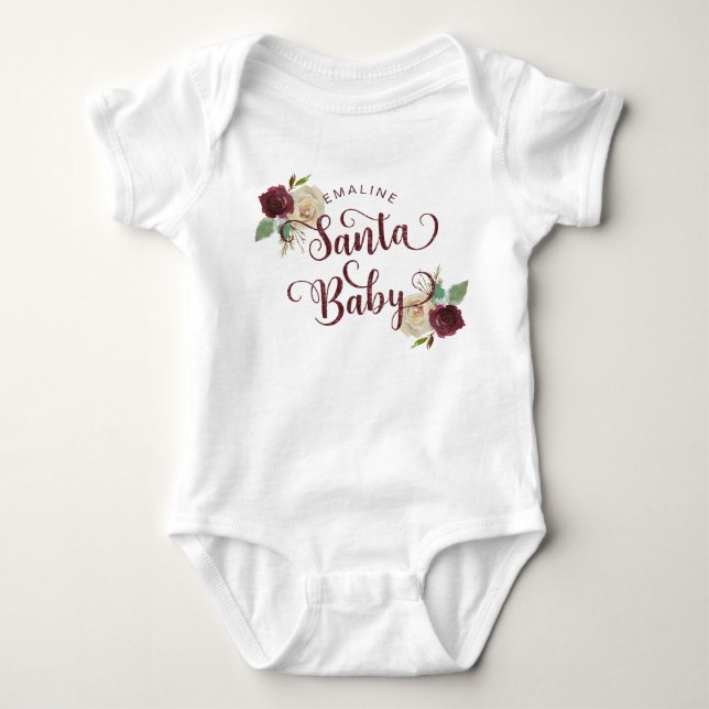 Body Para Bebê Mistletoy Manor Papais noeis Florais de Natal Baby (Frente)