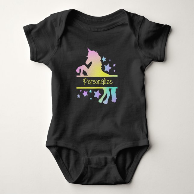 Body Para Bebê Mítica Unicorn Pastel Cores Personalizam Presente (Frente)