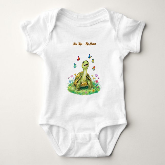 Body Para Bebê Moda Tartaruga Borboleta Criança  (Frente)