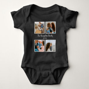 Body Para Bebê Modelo de colagem de fotos da família 4 personaliz