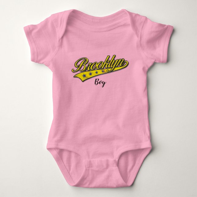 Body Para Bebê Modelo de design Swoosh de ouro de Brooklyn (Frente)