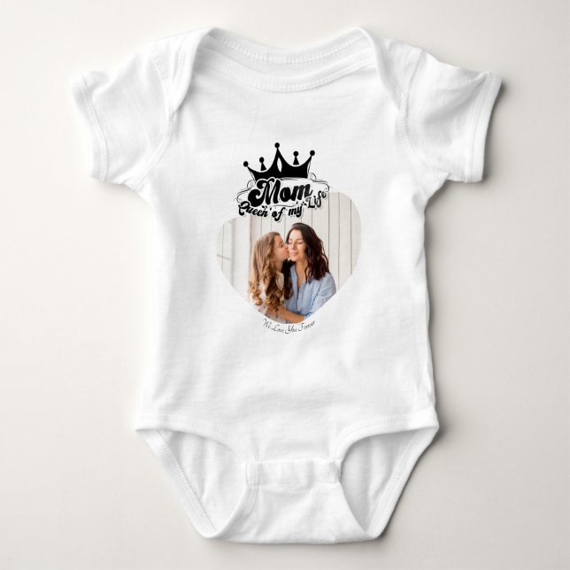Body Para Bebê Modern Black Crown, MOM Queen of my life  (Frente)