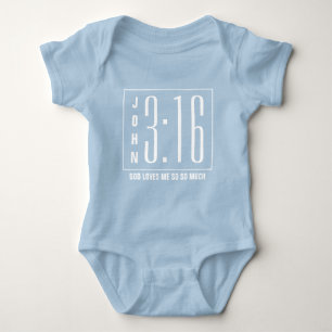 Body Para Bebê Modern Blue John 3:16 Cristão Bebê Roupa