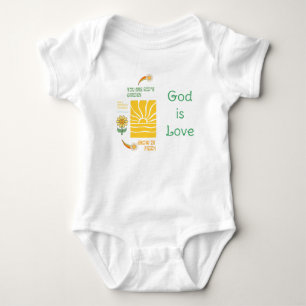 Body Para Bebê Moderna Fé Amarela Floral Arco-Íris Retro Nascer d