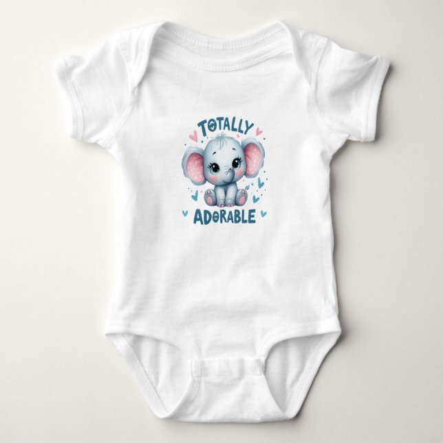 Body Para Bebê Moderno elefante menina totalmente adorável e fofo (Frente)
