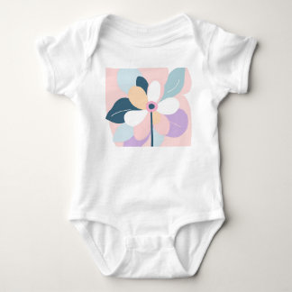 Body Para Bebê Moderno Floral Abstrato Retro Pastel