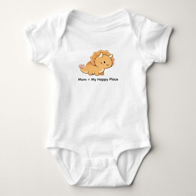 Body Para Bebê Mom = My Happy Place – Cute Baby Triceratops Illus (Frente)