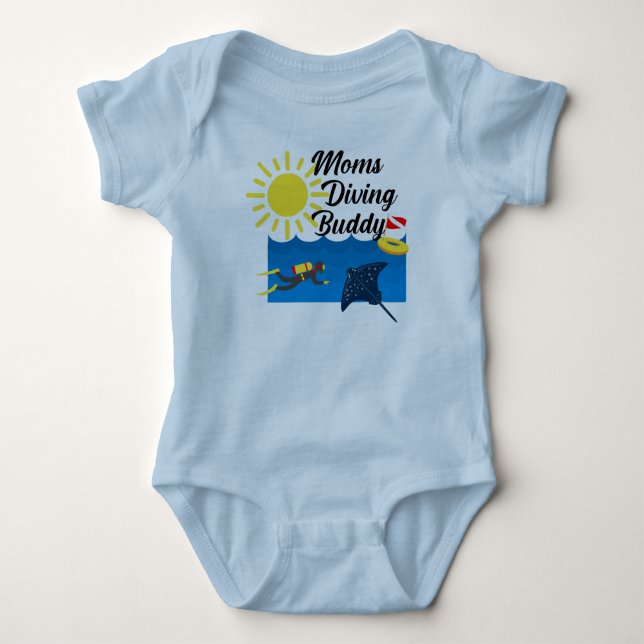Body Para Bebê Moms Diving Buddy Design - Bodysuit Jersey para Be (Frente)