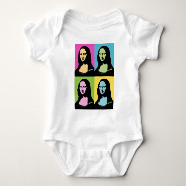Body Para Bebê Mona Lisa - Estilo de Arte Pop (Frente)