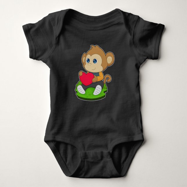 Body Para Bebê Monkey Heart Balloon (Frente)