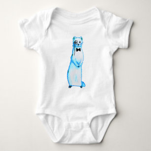 Body Para Bebê Monocle engraçado Bowtie da aguarela do hipster d