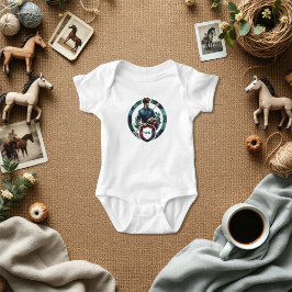 Body Para Bebê Monograma Clássico de Pré-Papoilas Equestre