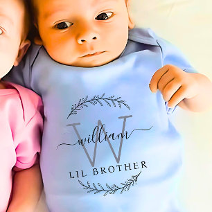 Body Para Bebê Monograma Combinando Irmão mais novo