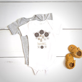 Body Para Bebê Monograma da Boho Floral Personalizada