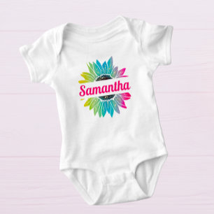 Body Para Bebê Monograma de girassol personalizado Fato de bebê