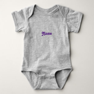 Body Para Bebê Monograma de texto com nome personalizado roxo fof