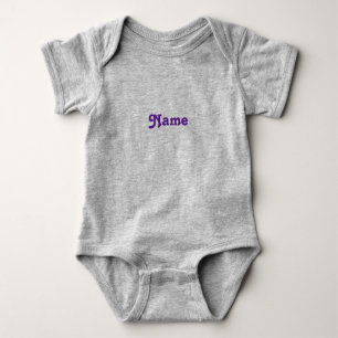 Body Para Bebê Monograma de texto de nome personalizado roxo e cú