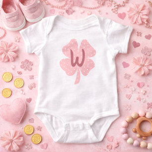 Body Para Bebê Monograma de Vestuário Rosa Adorável