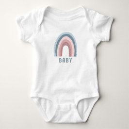 Body Para Bebê Monograma Nome do Bebê Terthy Boho Arco-Íris Azul 