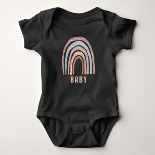 Body Para Bebê Monograma Nome do Bebê Terthy Boho Arco-Íris Neutr