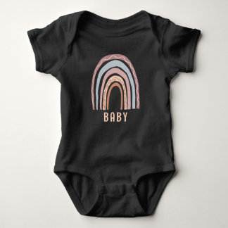Body Para Bebê Monograma Nome do Bebê Terthy Boho Arco-Íris Neutr
