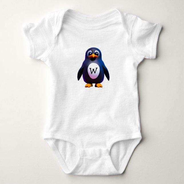 Body Para Bebê Monograma Penguin (Frente)