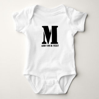 Body Para Bebê Monograma Personalizado Preto Moderno Texto