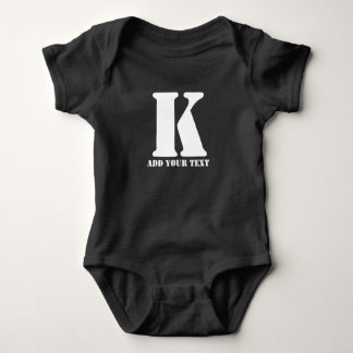 Body Para Bebê Monograma Personalizado Preto Moderno Texto Person
