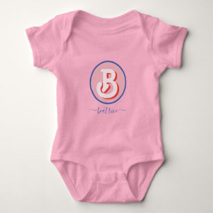 Body Para Bebê Monograma Retro Hippie 70s Rosa Geométrico Pastel