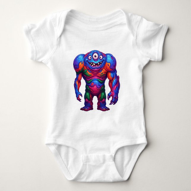 Body Para Bebê Monstro Arco-Íris Vibrante (Frente)