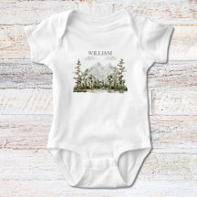 Montanha e Floresta em Aquarela Monogramada