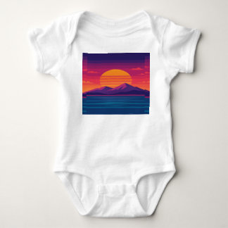 Body Para Bebê Montanhas do Sol Retroativo e Arte do Oceano 80