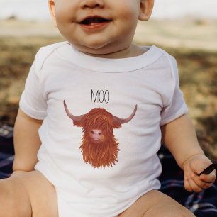 Body Para Bebê Moo Highland Cow,
