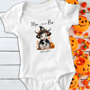 Body Para Bebê Moo I quer dizer Boo Cute Halloween Vaca Personali