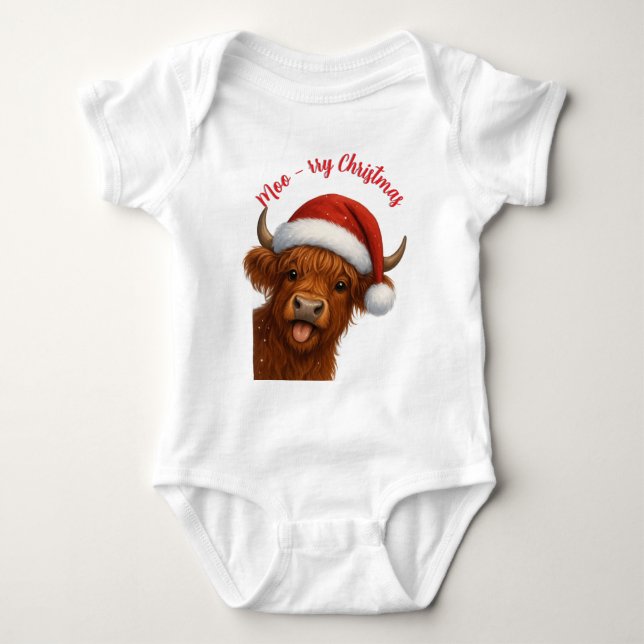 Body Para Bebê Moo-rry ChristmasT-Shirt (Frente)