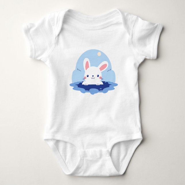 Body Para Bebê Moonlit Bunny Peek (Frente)