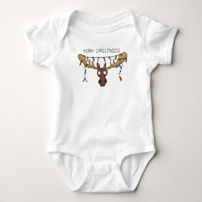Body Para Bebê Moose Cute Engraçado Natal (Frente)