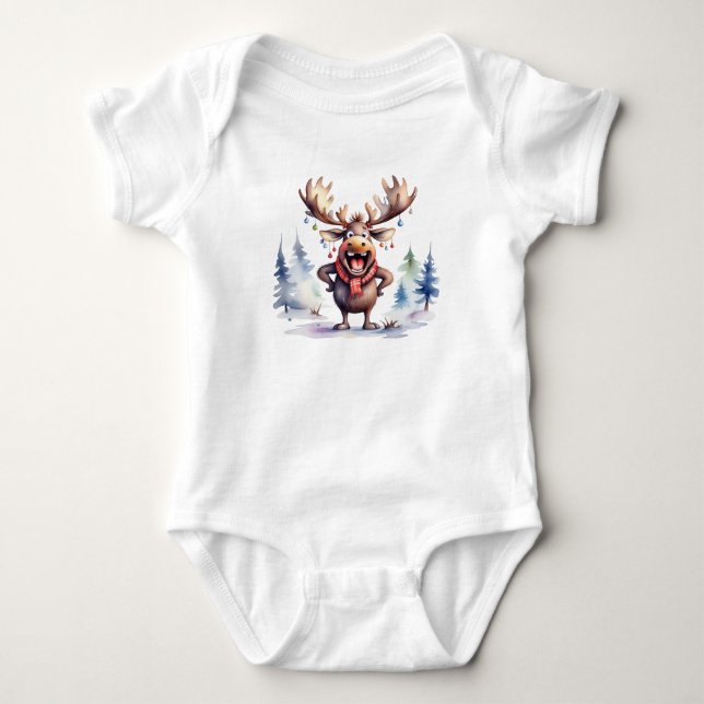 Body Para Bebê Moose de Natal Negrito (Frente)