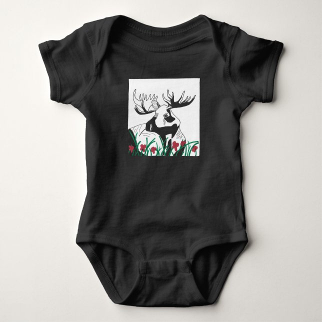Body Para Bebê Moose Russa desenhada à mão (Frente)