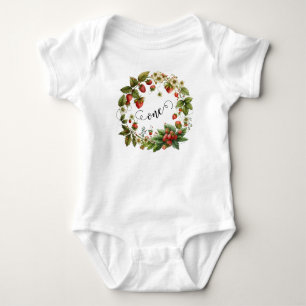 Body Para Bebê Morangos Personalizados para uma Punição - Um ano 