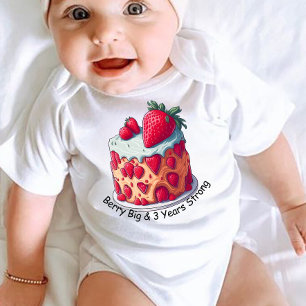 Body Para Bebê Morangos Personalizados pun Berry Grande e três An