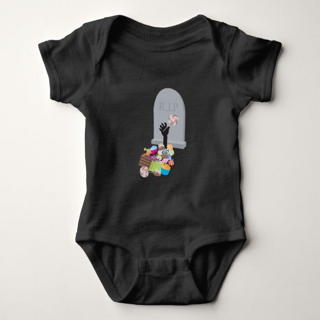 Body Para Bebê Morte por Candy Halloween Design (Frente)