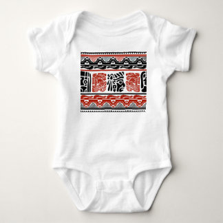 Body Para Bebê Motivos indianos, vermelho-preto, padrão perfeito.