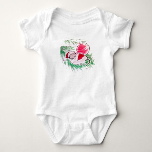 Body Para Bebê Mouse dormindo de Natal e Ano Novo (Frente)