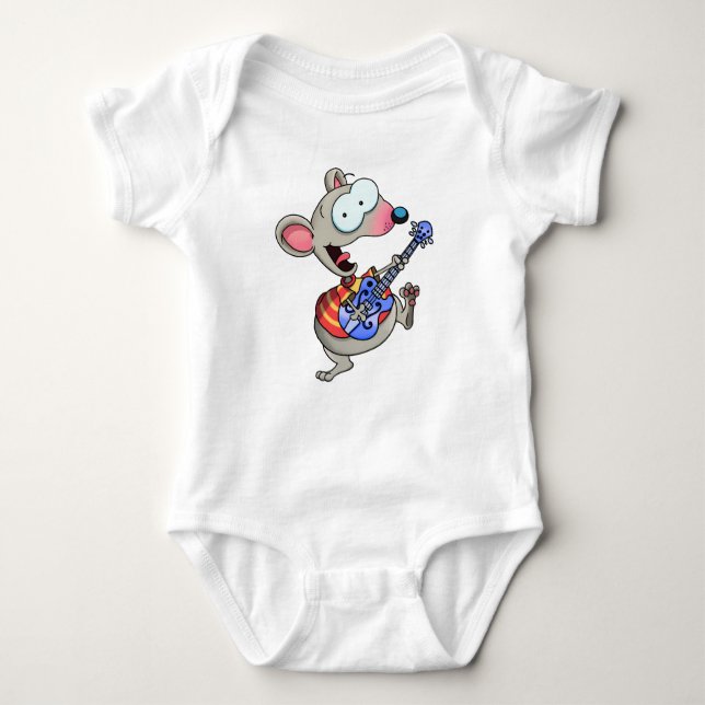 Body Para Bebê Mouse playing guitar with ease and joy (Frente)