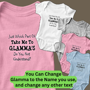 Body Para Bebê Mudar todos os textos Leve-me para a Glammy Vovó d