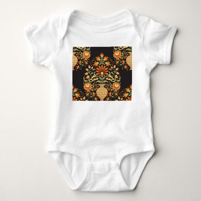 Body Para Bebê Mughal Fantasy: Opulência Refletora Floral (Frente)