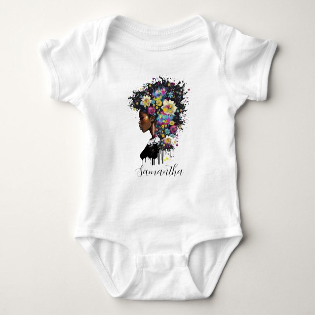 Body Para Bebê Mulher afro-americana afro-espumante (Frente)