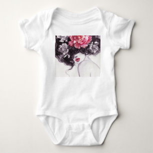 Body Para Bebê Mulher Flores, Moda Fundo de Aquarela.