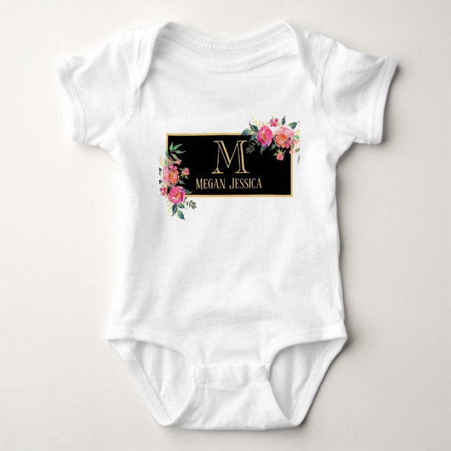 Body Para Bebê mulher monogramada nome personalizado bebê (Frente)